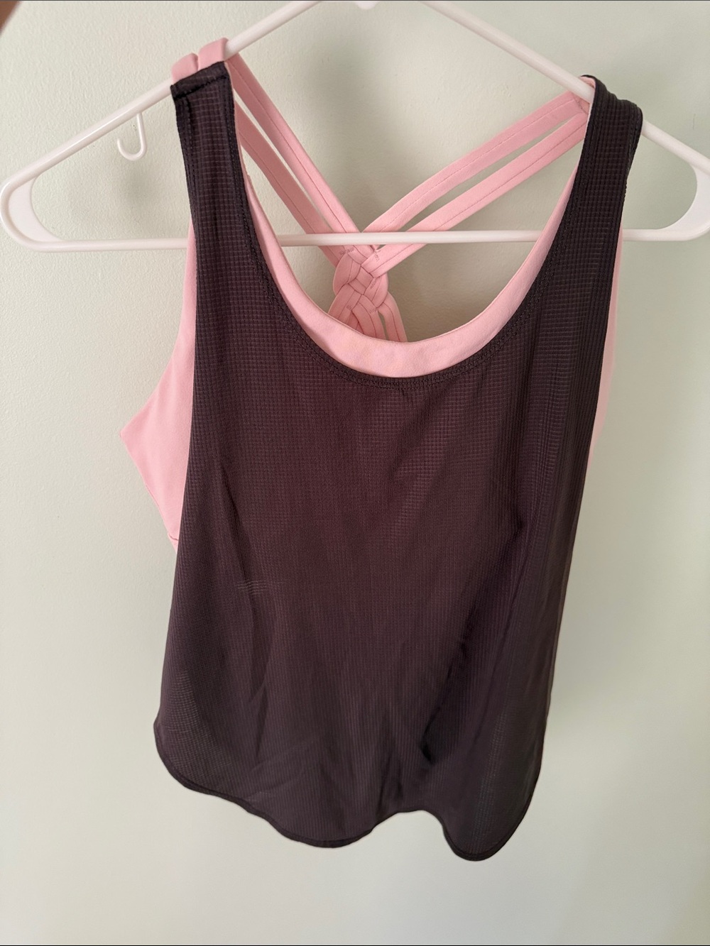 Fabletics Pink and Black Layered Tank Top